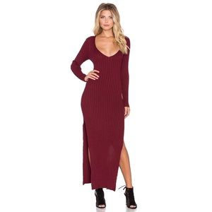 Navy & Maroon Striped For Love & Lemons Knitz Maxi Dress